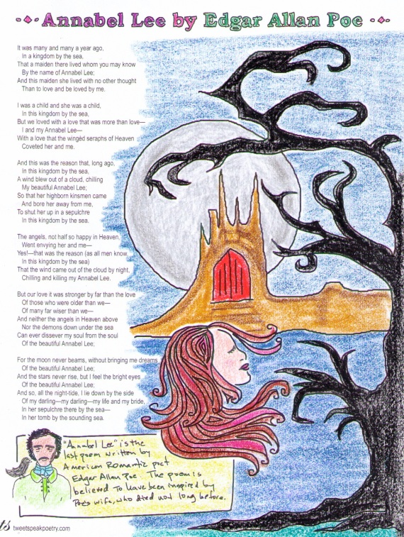 Coloring Page - "Annabel Lee" by Edgar Allan Poe